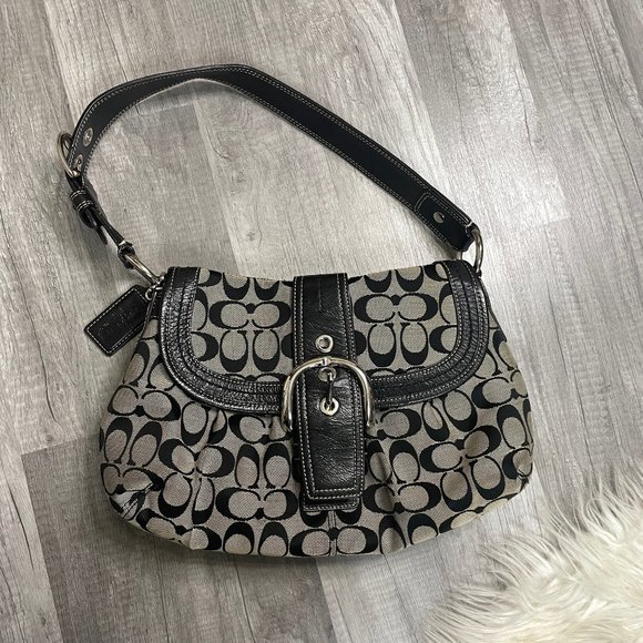 Coach Handbags - Y2K Coach Flap Shoulder Bag, Signature Print Sliver Hardware